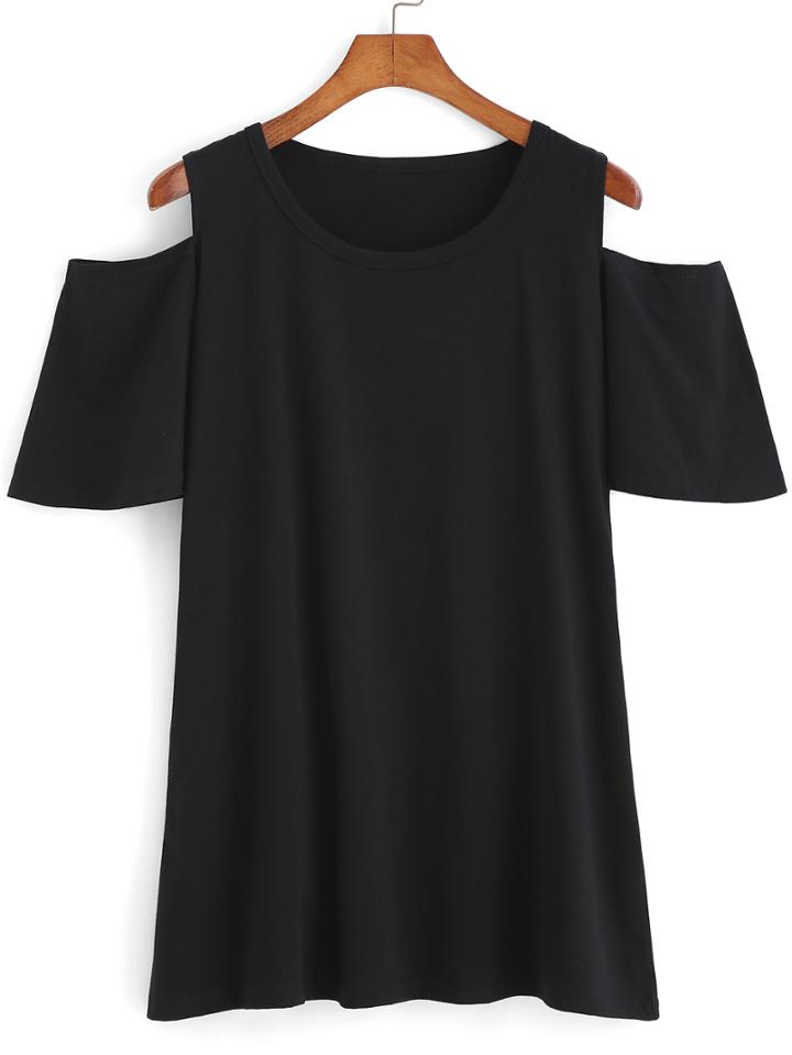 Romwe Open Shoulder T-shirt