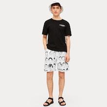 Romwe Guys Comic Print Bermuda Shorts