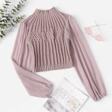 Romwe Contrast Chiffon Sleeve Crop Jumper