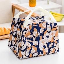 Romwe Flower Print Zipper Lunch Bag