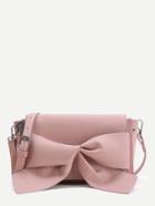 Romwe Pink Bow Detail Flap Shoulder Bag
