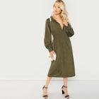 Romwe Button Through Elastic Waist Coat