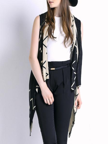 Romwe Corss Print Asymmetrical Sweater Vest