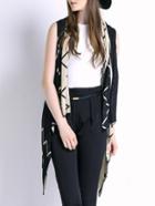 Romwe Corss Print Asymmetrical Sweater Vest