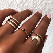 Romwe Moon Detail Ring Set 5pcs