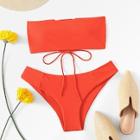 Romwe Lace-up Tank Top With Bikini Set