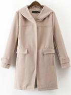 Romwe Apricot Front Pocket Hooded Coat