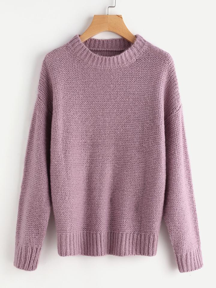 Romwe Rib Trim Drop Shoulder Jumper