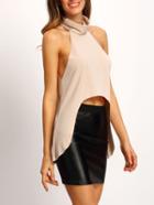 Romwe Turtleneck Asymmetrical Tank Top