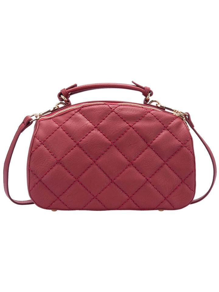 Romwe Red Diamond Patterned Pu Shoulder Bag