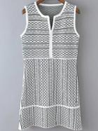 Romwe V Neck Jacquard Knit Dress