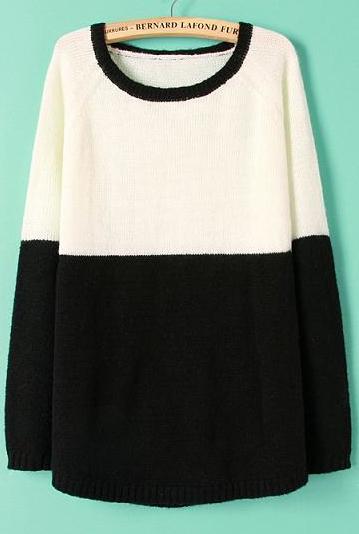 Romwe Colour-block Mohair Sweater
