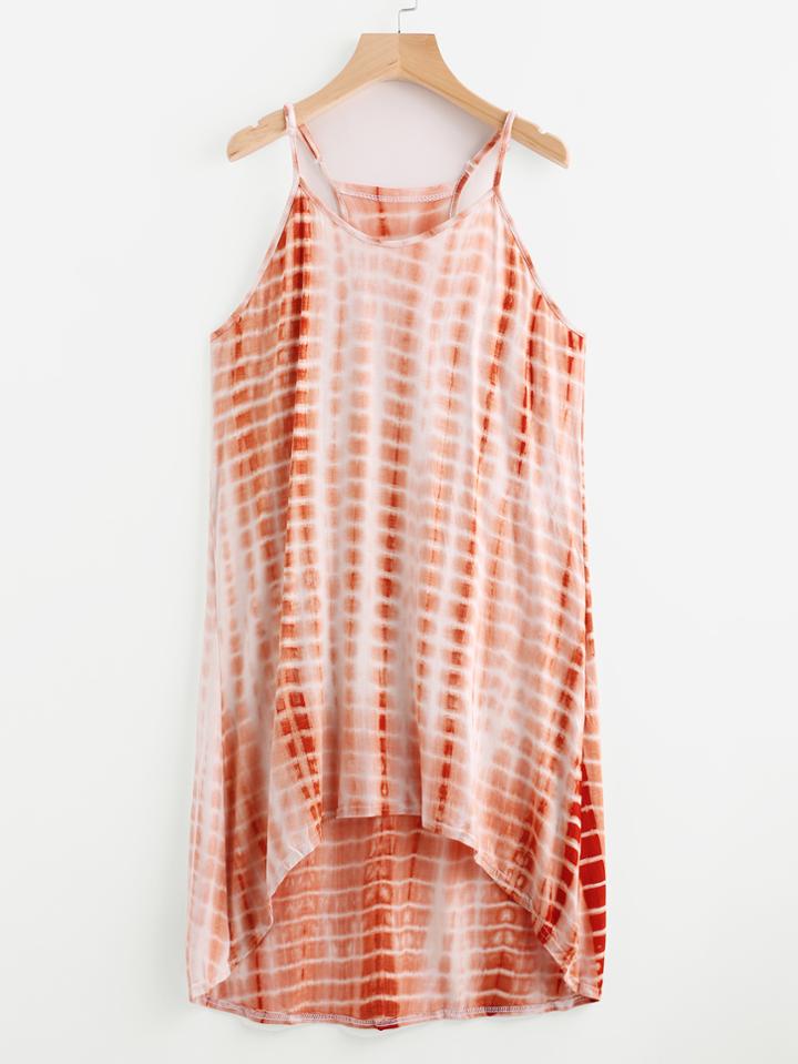 Romwe Water Color Dip Hem Cami Dress