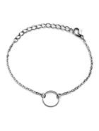 Romwe Silver Plated Hollow Circle Chain Bracelet