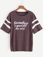 Romwe Slogan Print Varsity T-shirt