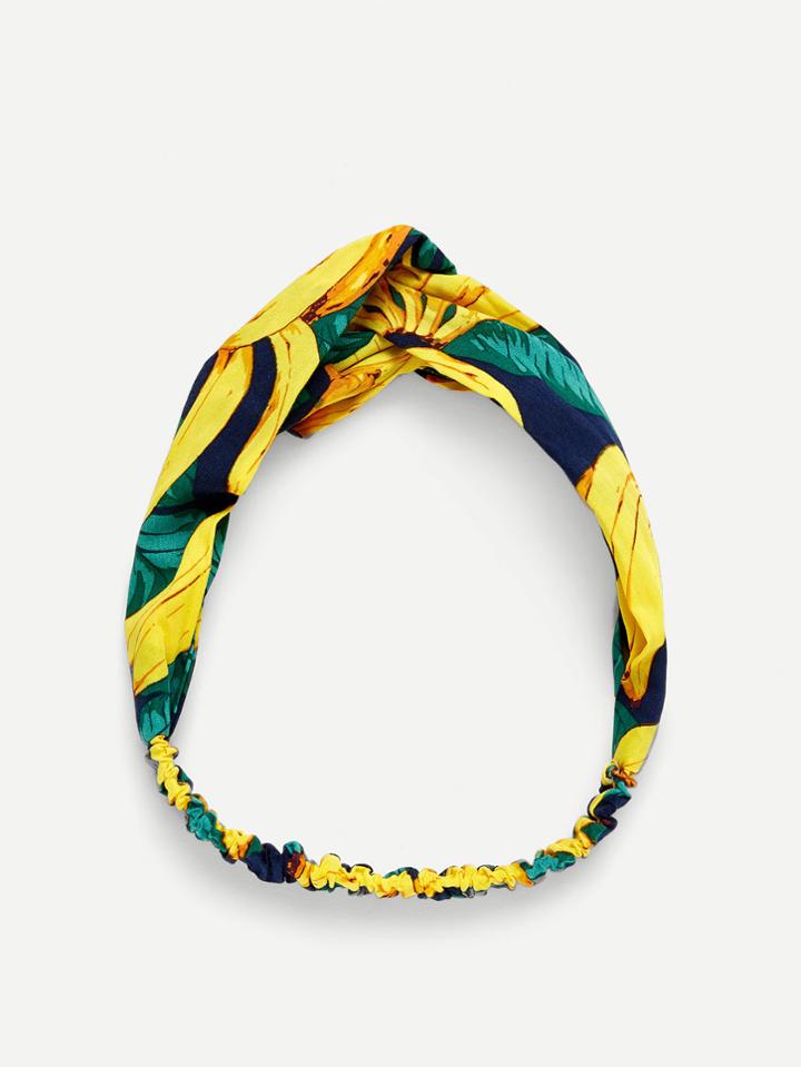 Romwe Banana Print Twist Turban Headband
