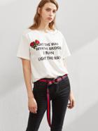 Romwe Block Striped Double D Ring Belt