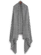 Romwe Black And White Houndstooth Long Scarf