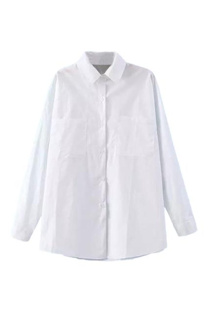 Romwe Pocketed Sheer White Shirt