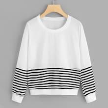 Romwe Striped Panel Sweatshirt