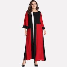 Romwe Plus Color-block Flounce Sleeve Dress