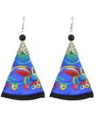 Romwe Blue Artificial Triangle Pendant New Model Earrings