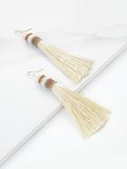 Romwe Beads Detail Tassel Drop Earrings