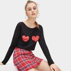 Romwe Heart Patched Tee