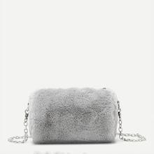 Romwe Fluffy Crossbody Chain Bag