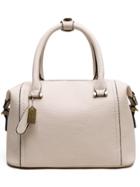 Romwe Embossed Faux Leather Structured Bag - Beige