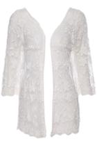 Romwe Floral Lace White Cardigan
