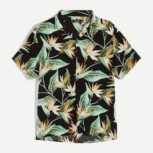 Romwe Guys Tropical Print Button Front Shirt