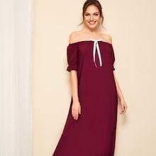 Romwe Eyelash Lace Ruffle Hem Bardot Dress