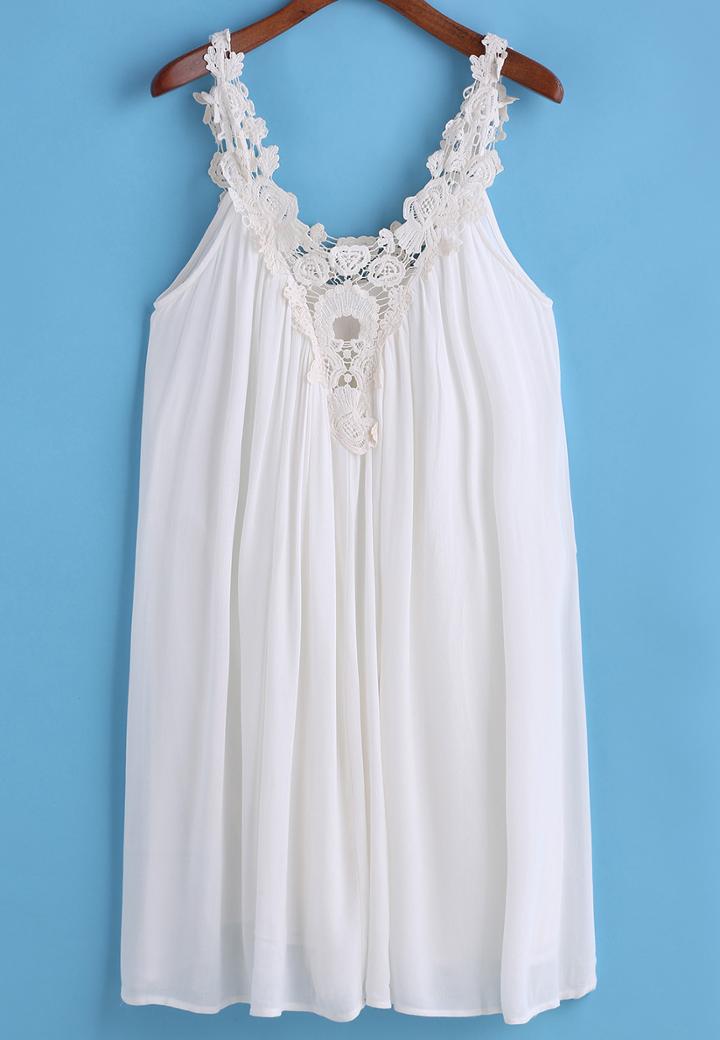 Romwe Strap Corchet Shift Dress