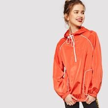 Romwe Elastic Hem Zip Up Hoodie Jacket