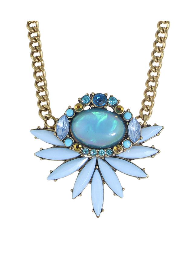 Romwe Blue Stone Pendant Necklace For Women