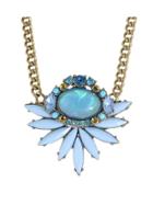 Romwe Blue Stone Pendant Necklace For Women
