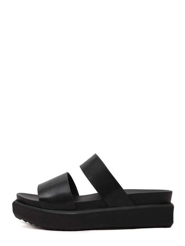 Romwe Black Open Toe Block Platform Slippers