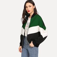 Romwe Drop Shoulder Cut And Sew Jacket
