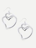 Romwe Silver Heart-shaped Drop Earrings