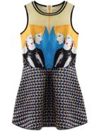 Romwe Sleeveless Printed A-line Dress With Zipper