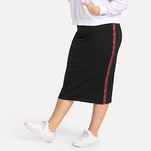 Romwe Plus Stripe Tape Side Skirt