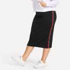 Romwe Plus Stripe Tape Side Skirt