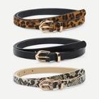 Romwe Mix Pattern Metal Buckle Skinny Belt 3pack