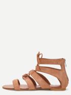 Romwe Brown Peep Toe Caged Cut Out Gladiator Sandals