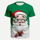 Romwe Men Christmas Santa Claus Print Tee