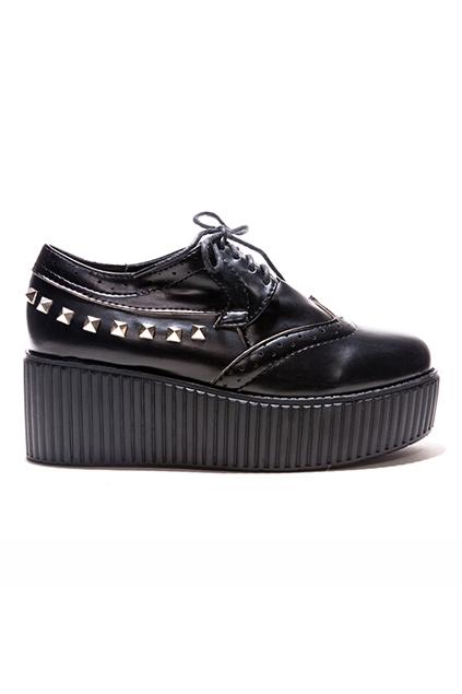 Romwe Rivets Embellished Platform Shoes