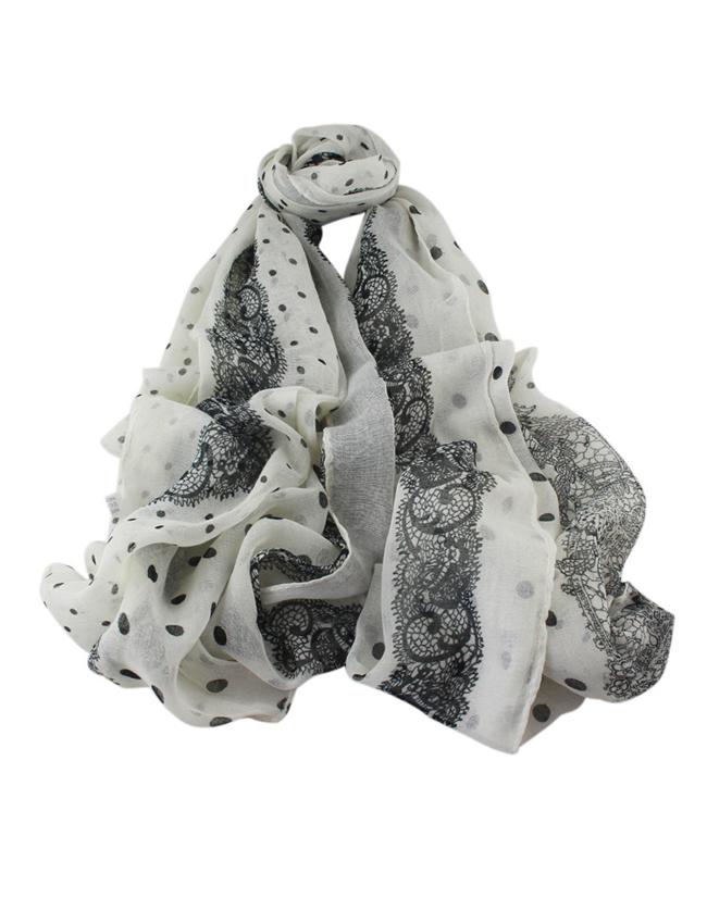 Romwe Beige Flower Print Large Long Scarf