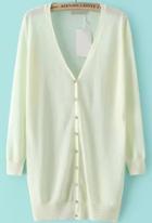 Romwe V Neck With Buttons Knit Pale Yellow Cardigan