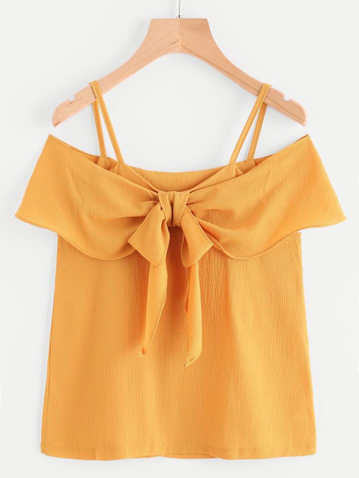 Romwe Cold Shoulder Frill Trim Top